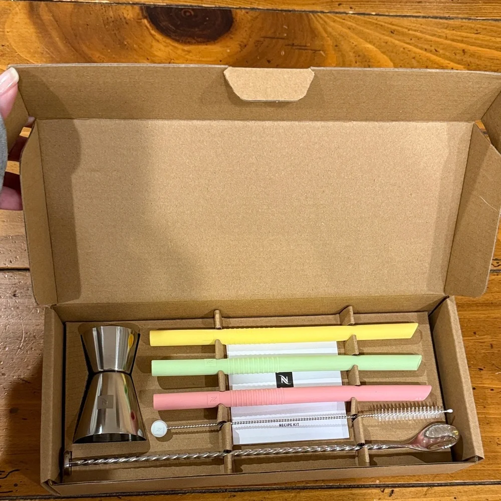 Nespresso Recipe Kit w/Colorful Straws and Jigger